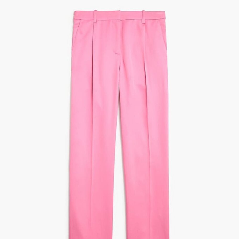 J. Crew Drapey wide leg pleated twill trouser pant Size Petite 12 Pink NWT